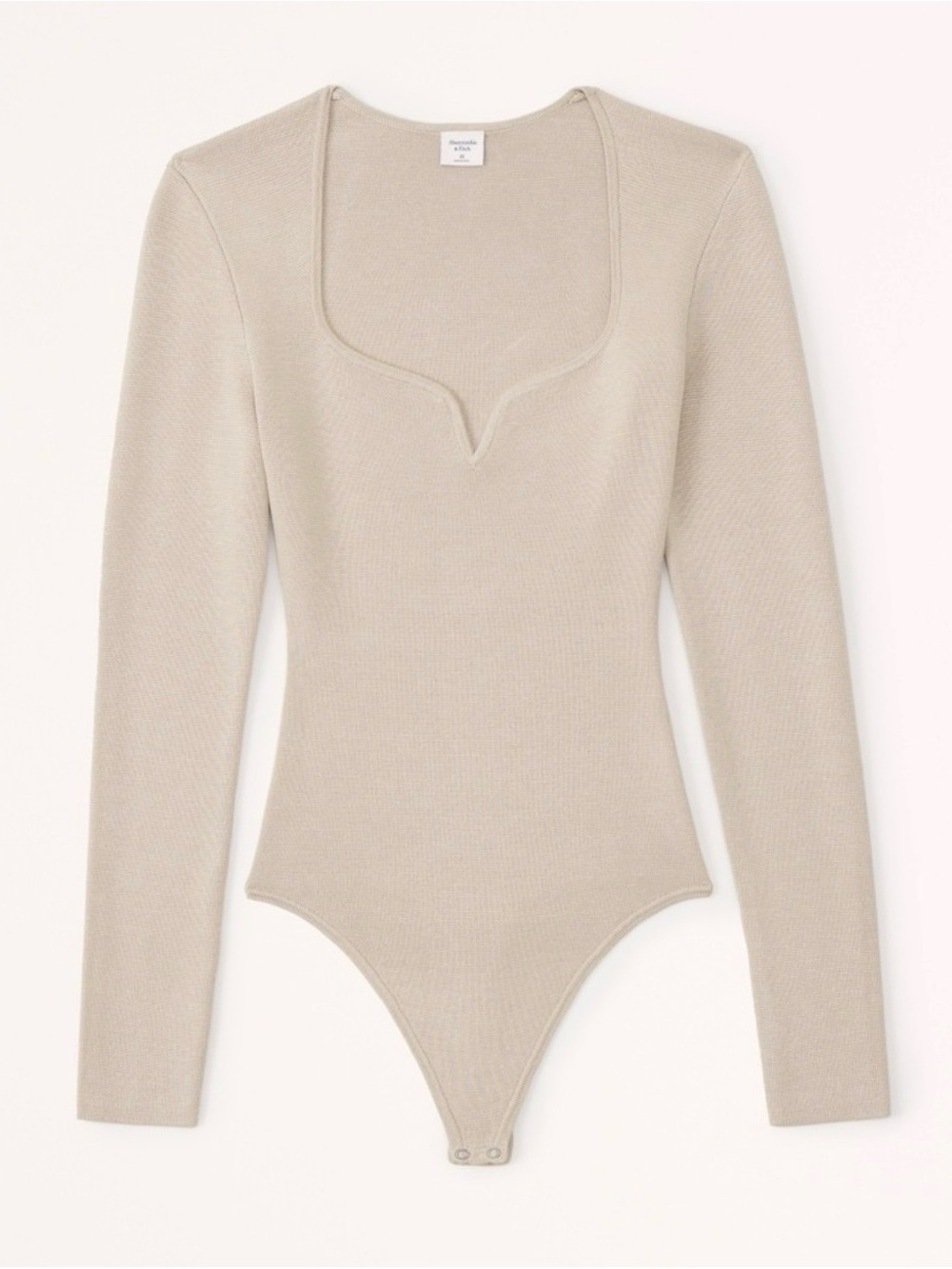Abercrombie Long-Sleeve Scoop Neck Bodysuit - Tan